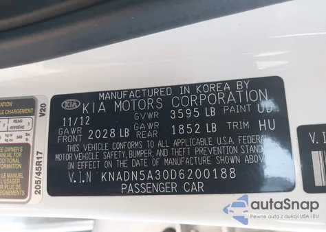 2013 Kia Rio Sx из США, поврежденный, VIN KNADN5A30D6200188